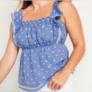 Old Navy Blue and White Floral Blouse